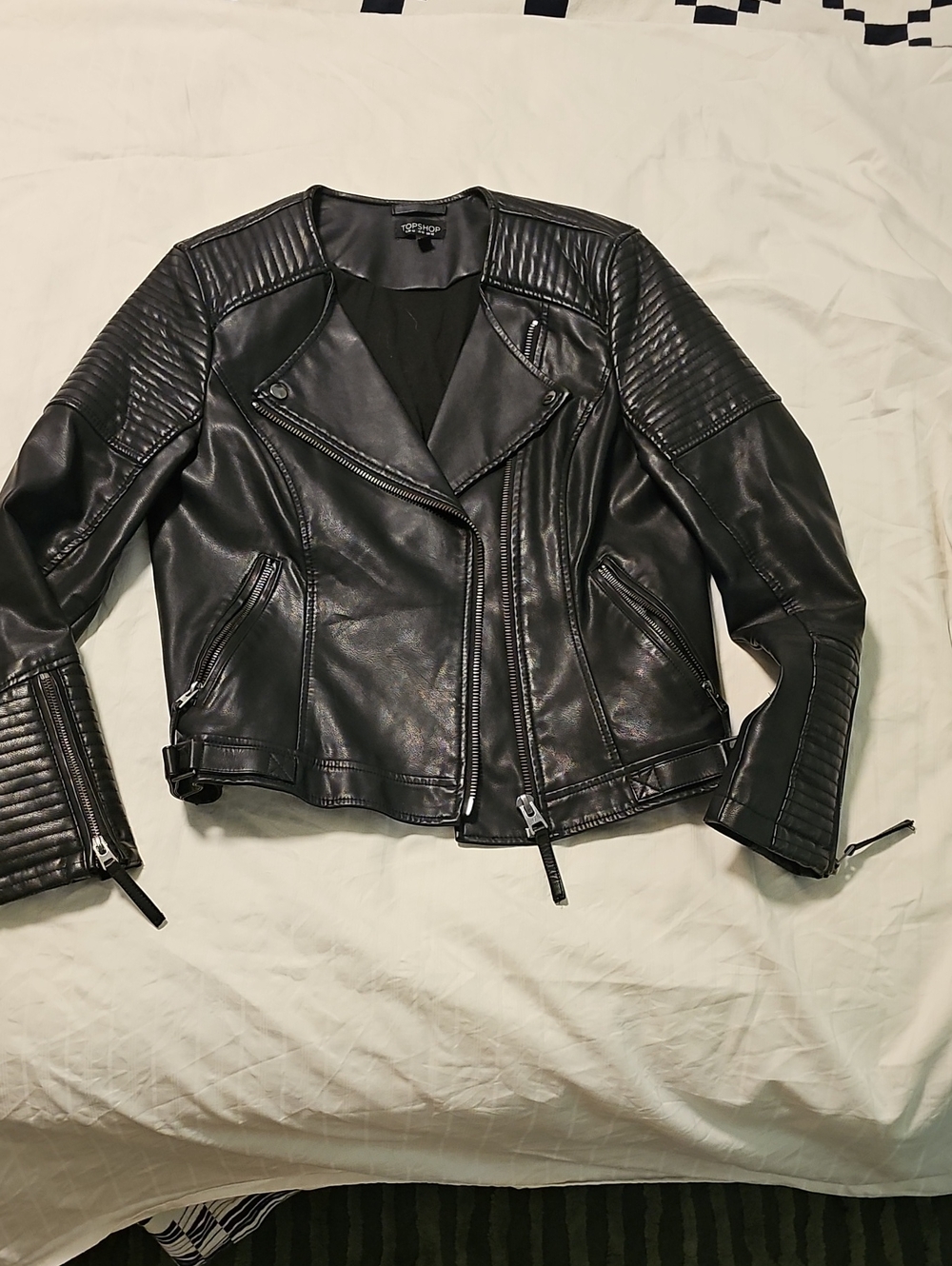Topshop Black Faux Leather Moto Jacket